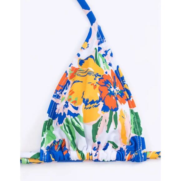 Floral Print Triangle Top String Bikini Small - Picture 4 of 8